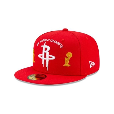 Houston Rockets Gorra | New Era NBA Championship Trophy 59fifty Fitted Cap Mexico - Rojos